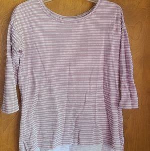 🦩 3/$30 Columbia Purple and White Striped Top - size medium